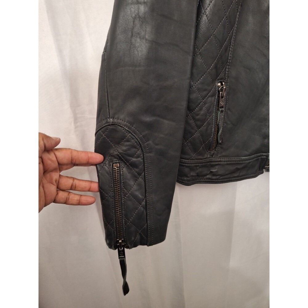 Michael Kors Women's Black Genuine Leather Moto Biker Jacket Large Zip Pockets - Picture 8 of 13